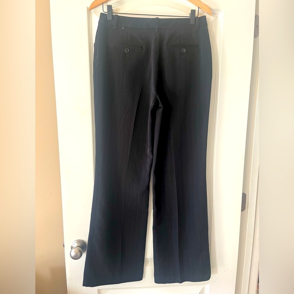 Worthington Black with Pinstripes Dressy Trouser Pants Wide Leg Women’s Size 4